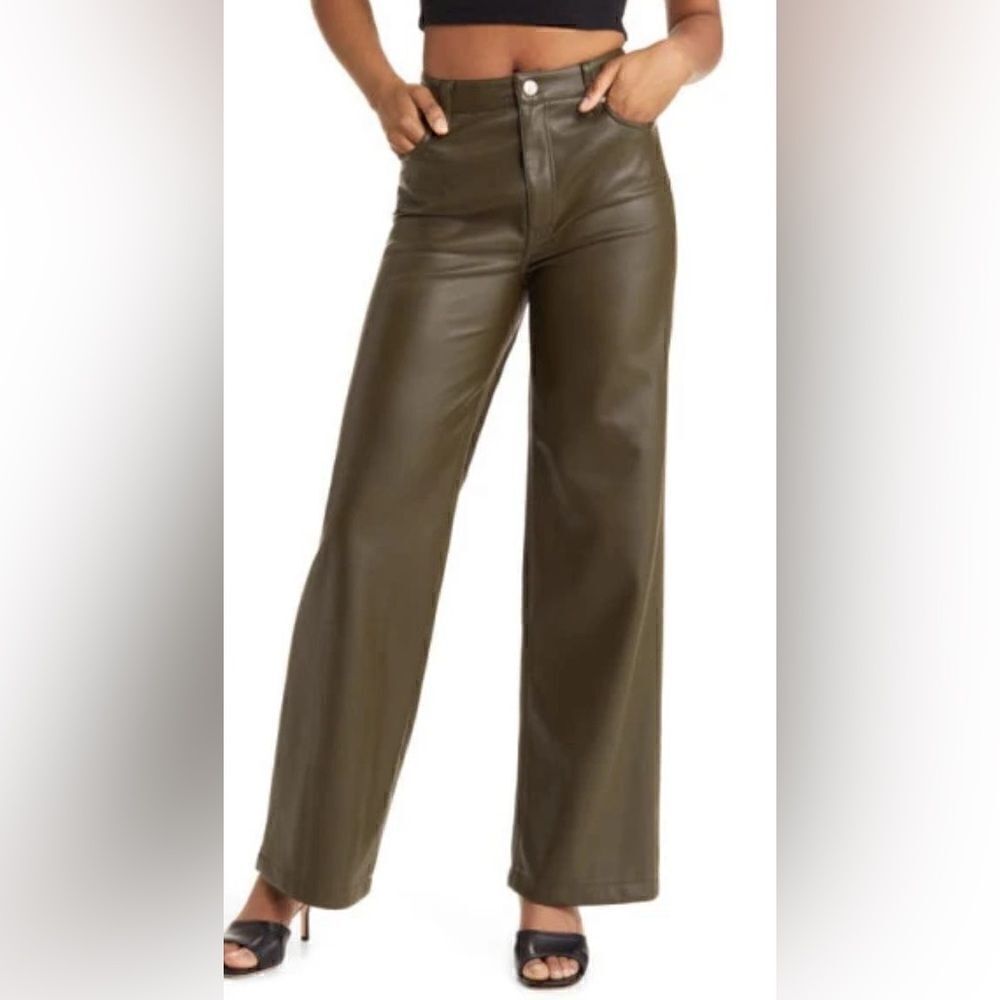 NWT Blank NYC The Franklin High Waist Faux Leather Wide Leg Pants in Sign Up